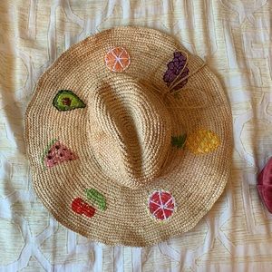 Hand embroidered free people floppy sun hat :’)